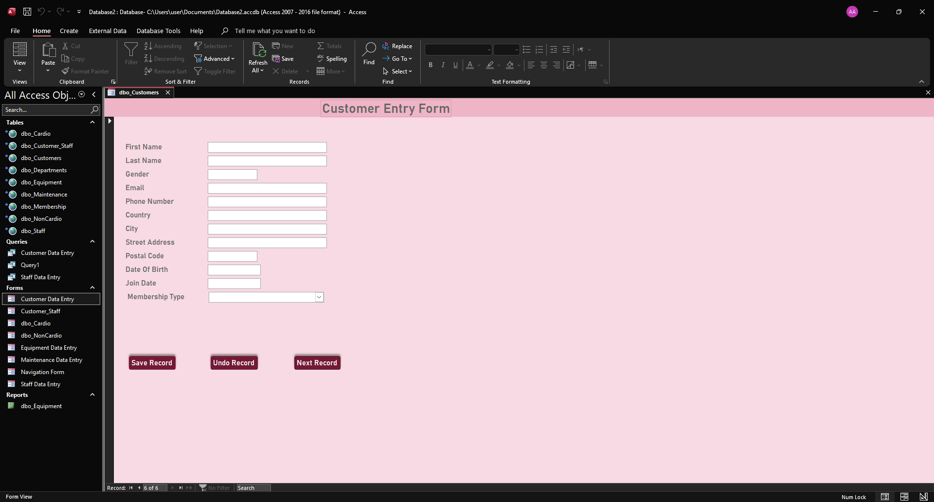 Gym Management System Project Screenshot