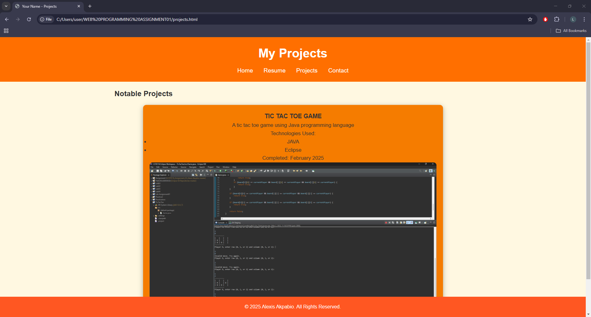 A Portfolio website